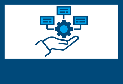 Hand holding a gear with text boxes coming out of it to represent actionable intelligence