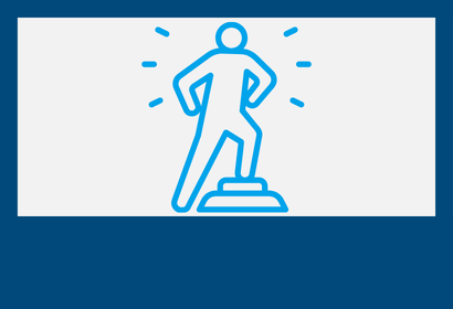 Icon of a person standing triumphantly on a platform