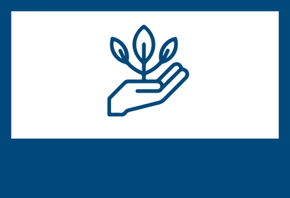 Icon of a hand with leaves growing from it