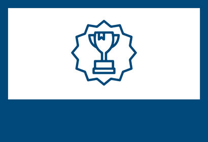 Icon of a badge with a trophy in it