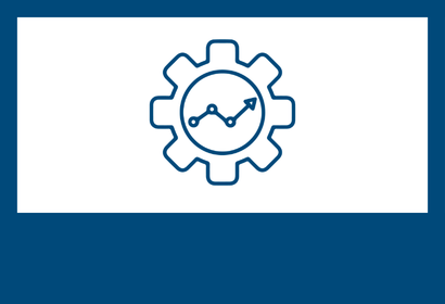 Icon of a gear with a line graph inside of it