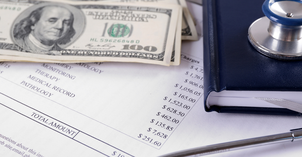Up close image of money and financial statements