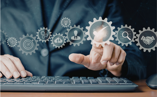 a person making a digital selection of a check mark icon