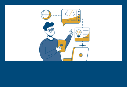 Cartoon image of a person talking about strategy