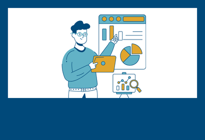 Cartoon icon of a person analyzing data