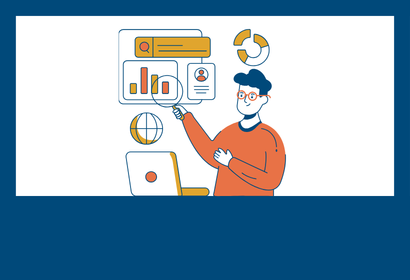 Cartoon icon of a person identifying something in a data set