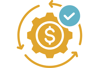 icon of money symbol with a check mark to represent increased revenue