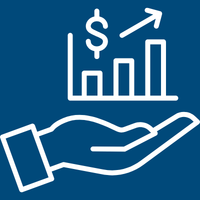 a hand holding a graph showing an increase in financial collections