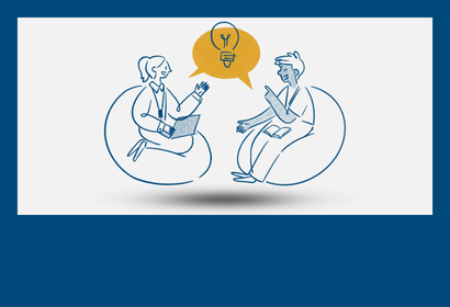 cartoon icon of 2 people having a discussion