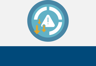 Revenue protection represented by a warning sign with decreasing arrows inside a circle