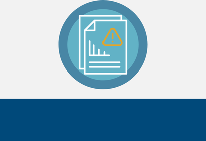 Workflow optimization represented by a paper with charts and a warning sign