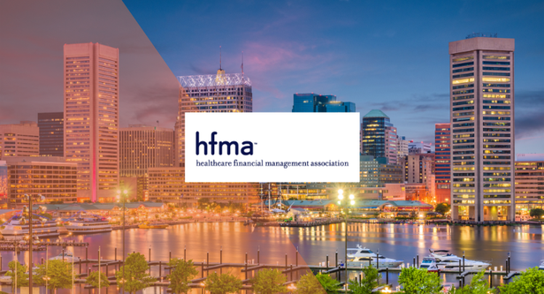 The HFMA logo on top of the National Harbor, MD skyline for the 2026 HFMA Annual Conference