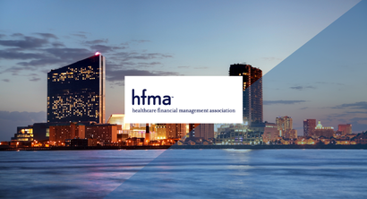 Atlantic City New Jersey skyline with hfma logo overlay