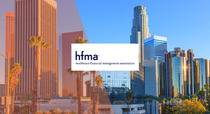 Los Angeles CA skyline with HFMA logo overlay