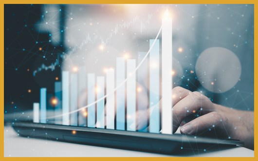 A device with a digital increasing chart coming out of it