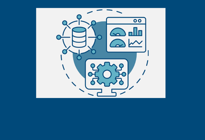 A computer screen, clipboard, and virtual dashboard over a circle to represent holistic integration