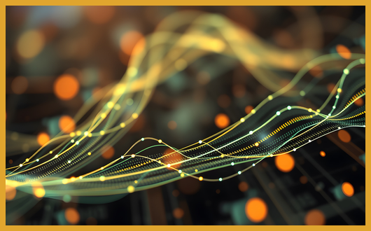 Swirling digital abstract lines and dots