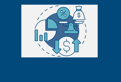 Financial and revenue symbols over a circle to represent revenue focus