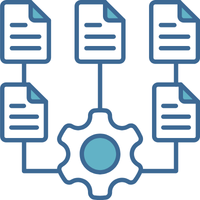 Gear icon with papers being generated from it