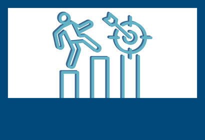 A person climbing up to a target with an arrow through it