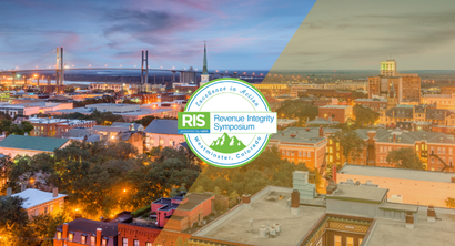 Savannah GA skyline with the NAHRI revenue integrity symposium logo overlay