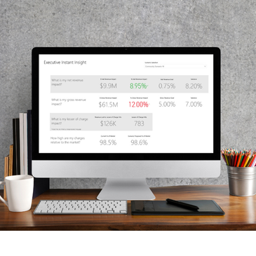 computer screen on a desk showing a PMMC dashboard report