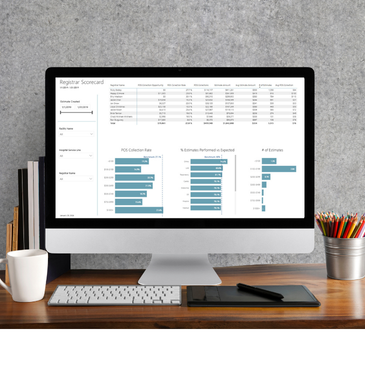computer screen on a desk showing a PMMC dashboard report