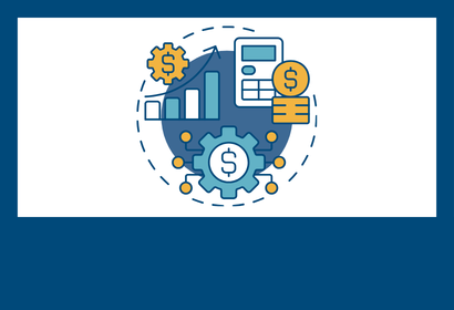 circular icon with revenue and forecasting symbols