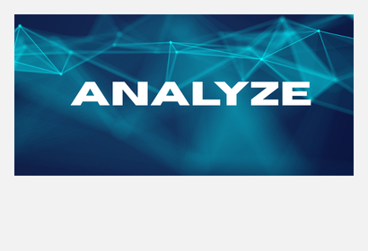 abstract teal and black background with text: analyze