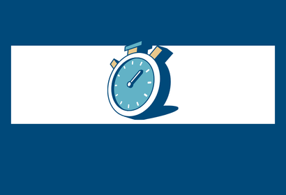 a 3-d style icon of a stopwatch on a blue background