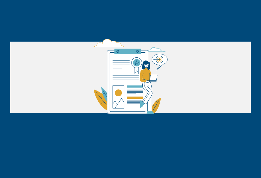 cartoon icon of a person working on a project with a laptop and large piece of paper