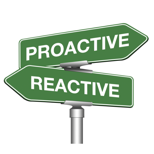 Street sign with Proactive facing right and Reactive facing the other way