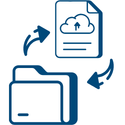 icon of a file folder pointing to a floating file with a cloud on it