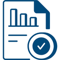 icon of a sheet of paper showing a bar graph and a check mark