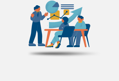 Cartoon Icon of people collaborating on a project