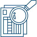 Icon of a cdm file being looked at under a magnifying glass