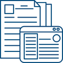 Icon of a stack of papers and a computer screen