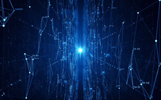 Image of abstract data flowing over a dark background