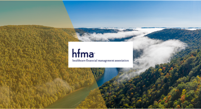 HFMA logo overlaying west virginia mountain landscape